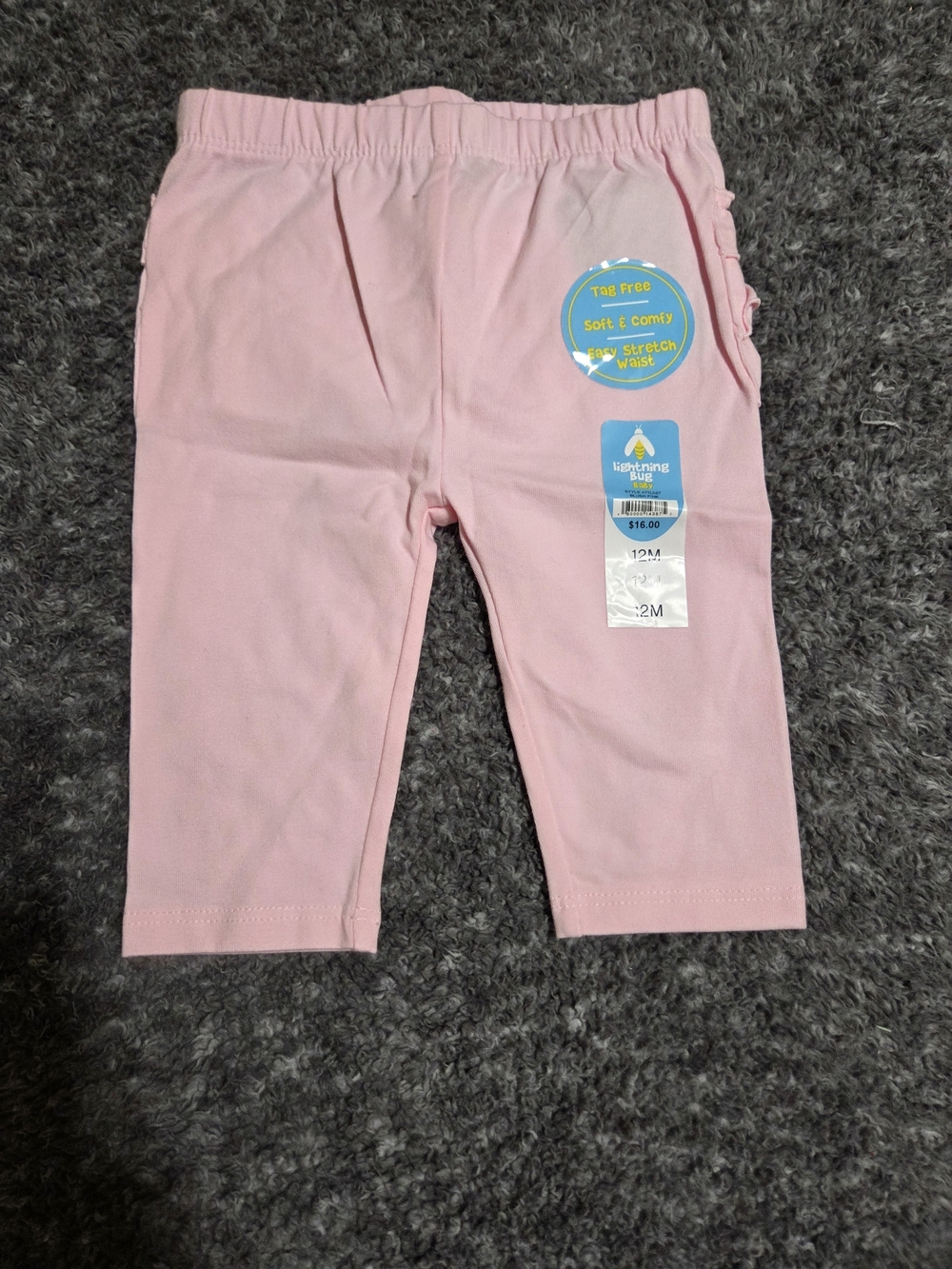 Lightning Bug Baby Pink Stretch Leggings With Ruffles On The Back